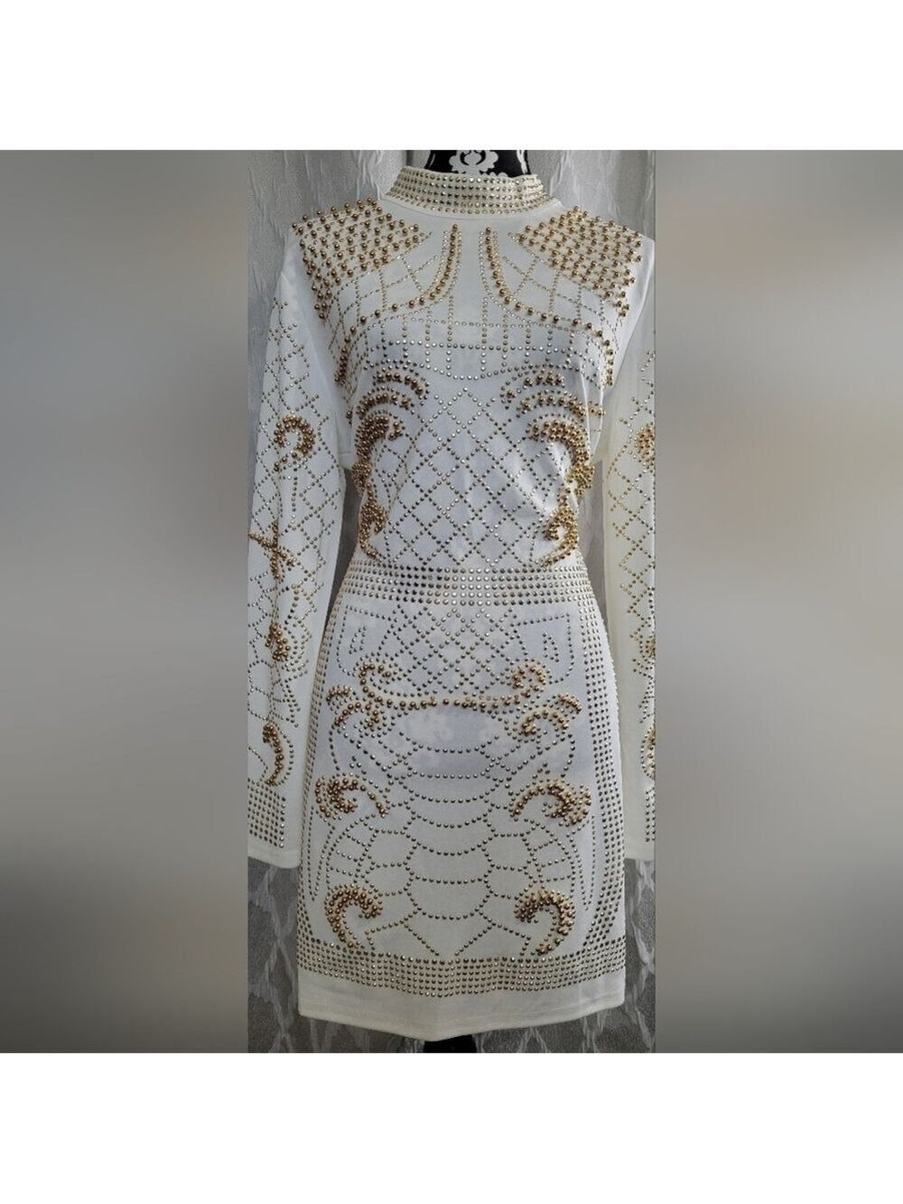 ✨ Ft Inc | Off-White Embellished Bodycon Backless Dress | Size 1X ✨ - Picture 4 of 10